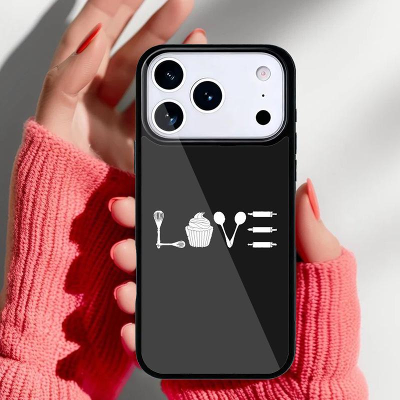 Love Baking Chef Knife style Phone Case for iPhone 17 16 15 14 13 Pro Max Back Cover for 12 11 Pro Coque