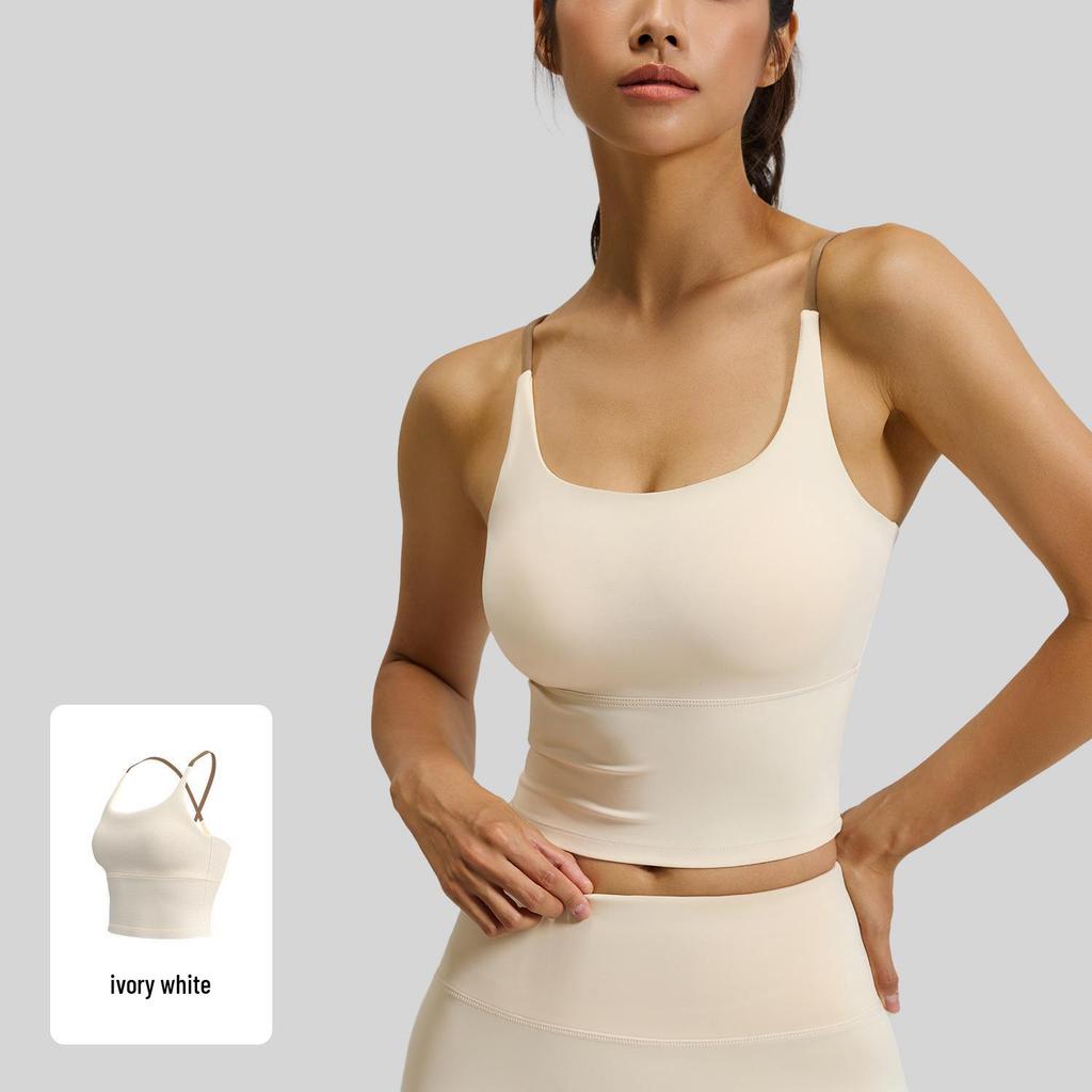 Seamless Strappy Sports Bra: High Elasticity, Padded, Bare Feel Yoga Tank Top for Women