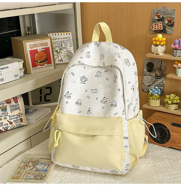 Cute Cartoon Cat Backpack For Girls With Nylon Material And Large Capacity For School And Travel