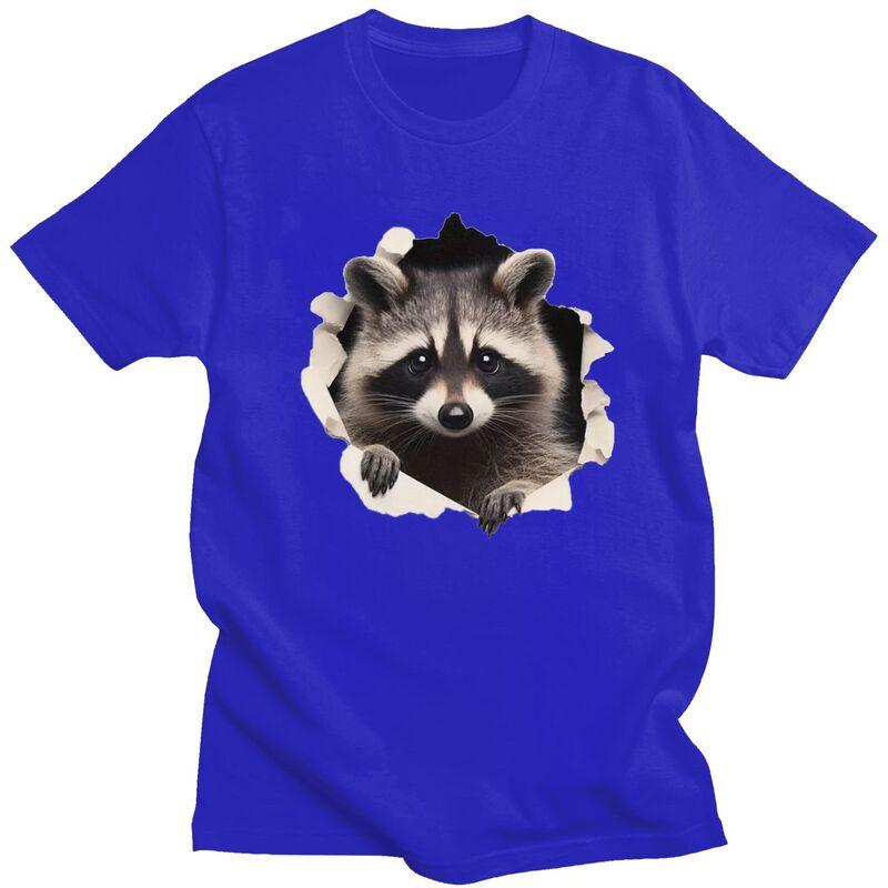 Custom Funny Raccoon T Shirts Men Pure Cotton Tees Tshirt Tshirt