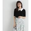 Proportion Body Dressing Collared Short Sleeve Ribbed Knit Black Women's 2-Way Sweater,