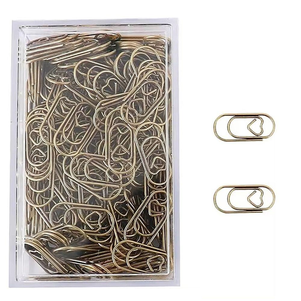 

150Pcs Gold Rose Gold Color Paper Clips Heart Shape Clips Holder Durable Binder Clip bronze