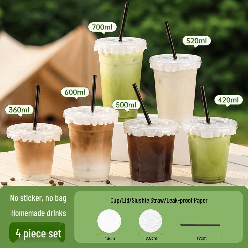 Erheshen Disposable Plastic Cups with Lids and Straws