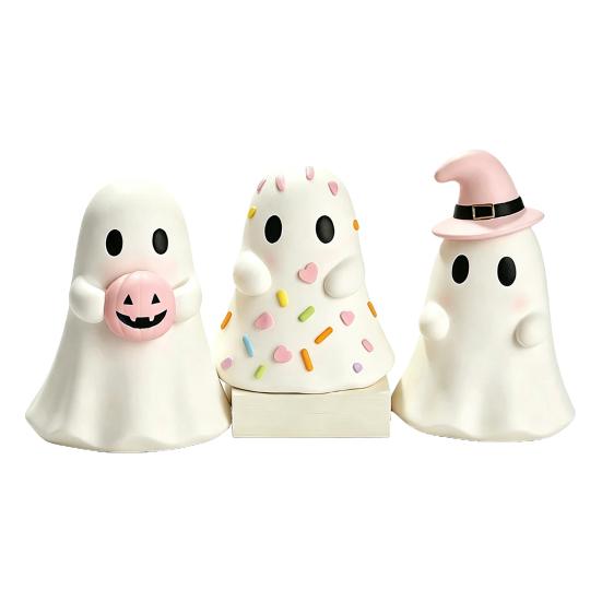 Indoor Halloween Table Centerpiece Ghost Figurine, Resin Spooky Cute Statue, Funny Creepy Ornament Tabletop for Home Shelf Party Haunted