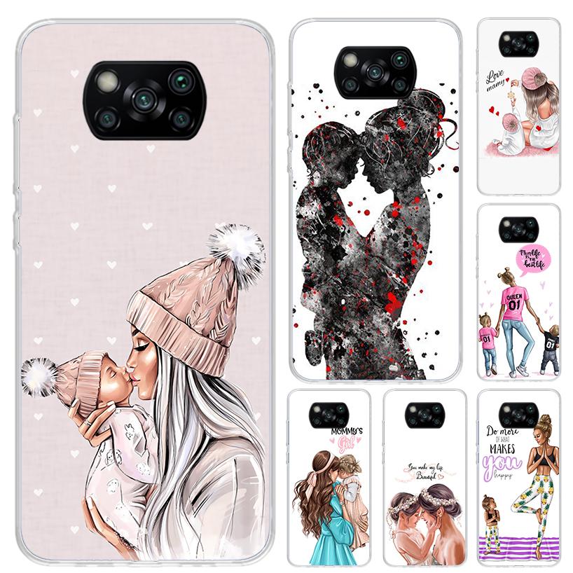 Mom Baby Girls Phone Case for Xiaomi Poco X5 X6 X7 Pro F7 Ultra M7 Redmi 15 15C 13 13C 12 12C 10 10A 10C 9 9A 9C 9T Shell Poco X