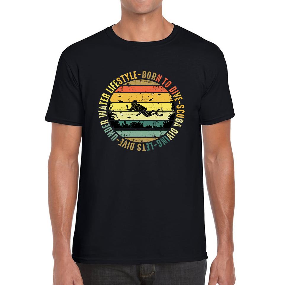 Born To Dive Scuba Diving Underwater Lifestyle Unisex Mens T Shirt Womens Tops Tees M