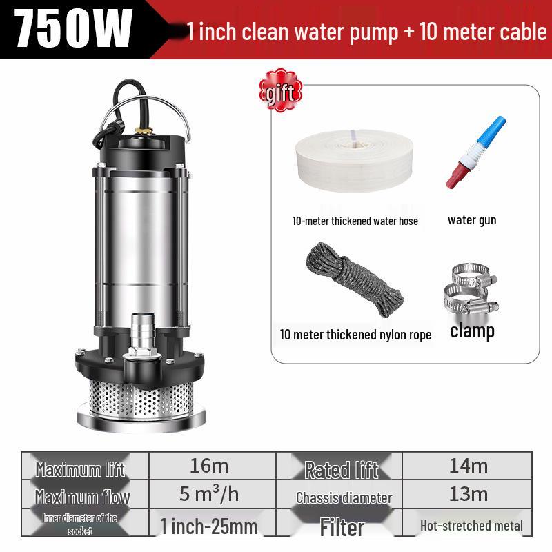 220V Hochleistungs-Tauchpumpe für Haushalt und landwirtschaftliche Bewässerung