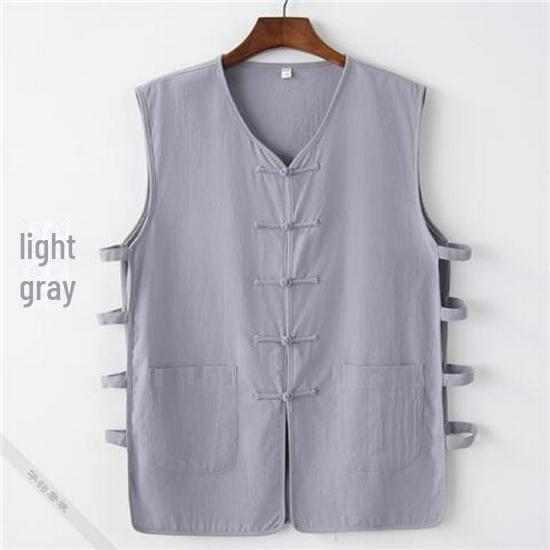 Pánská retro lněná vesta bez rukávů v čínském stylu