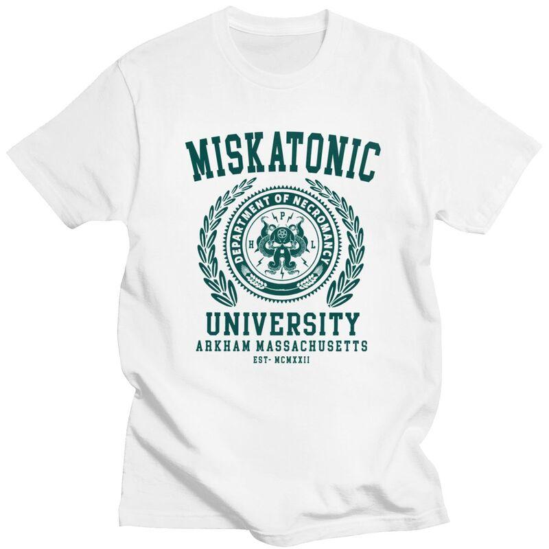 Custom Lovecraft Cthulhu Miskatonic University Tshirts for Men Short Sleeve Casual T-shirts Loose Fit 100% Cotton Tees Gift I... S разноцветный