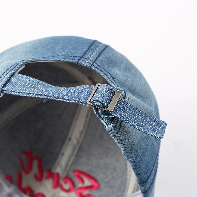 Alphabet denim baseball cap summer hat women's sunscreen cap fashion out of the street curved brim adjustable cap tide