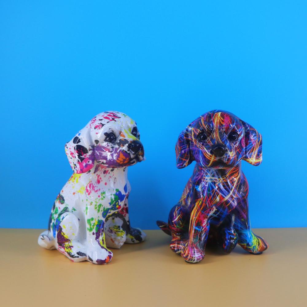 Colorful French Bulldog Statue Decorations Graffiti Art Pet Dog Figurines Home Wine Cabinet Living Room Desktop Animal Ornament