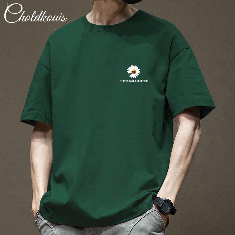 Simple T-shirt Men's print Summer Trendy Printed Cotton Short Sleeved Loose Trendy Breathable T-shirts