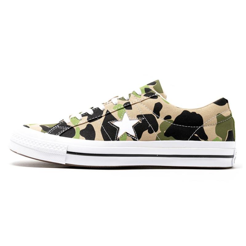 

Converse One Star series Comfortable Stylish Camouflage Low-top Canvas Shoes Unisex Green 39.5