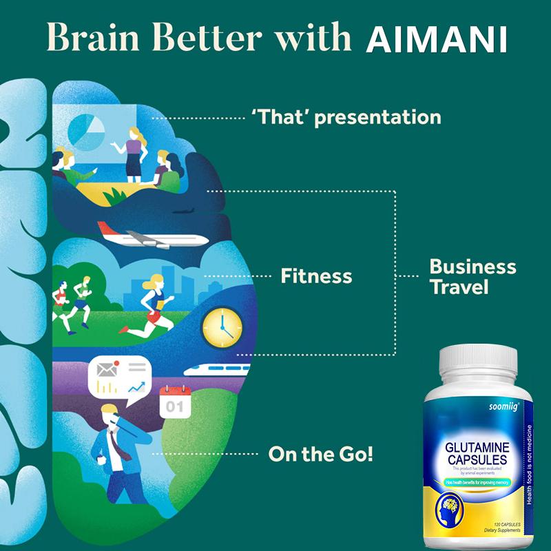 Glutamine & Vitamin Capsules: Enhance Cognitive Performance, Promote Brain Health - 120 Capsules