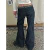 Retro Flared Tooling Jeans Women's Multi-pocket Loose Wide-leg Trousers