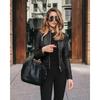 Autumn Winter Stand Collar Casual Fashion PU Leather Coat Women Street Style Solid Color Zipper Cardigan Outwear Top