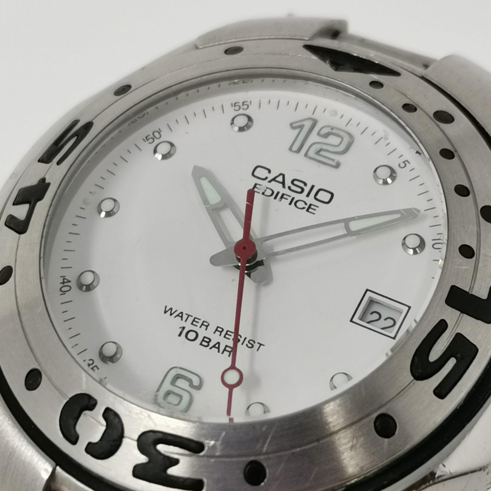 Used CASIO EDIFICE EF-102 Casio EDIFICE men s watch, white dial, quartz, operation unconfirmed due to dead battery, date, management number