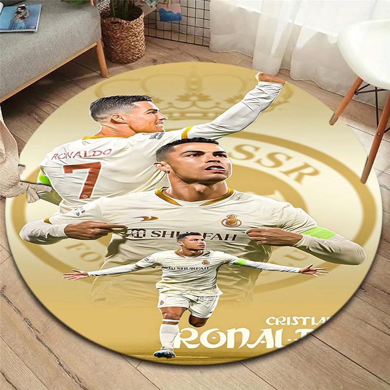 Cristiano Ronaldo Round Area Rug,Carpet Rug for Living Room Bedroom Sofa Playroom Decor,Non-slip Floor Mat
