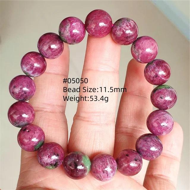 Natural Ruby Round Beads Tungsten Classic Strand Bracelet Jewelry Rare Red Watermelon Ruby Zoisite Unisex Party AAAAAAA