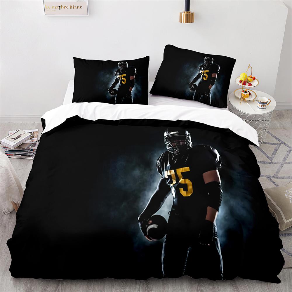 American Football Bettbezug Set 3D Sport Rugby Spieler Polyester Bettdeckenbezug Für Männer Teenager Junge Kind Bettwäscheset King Queen