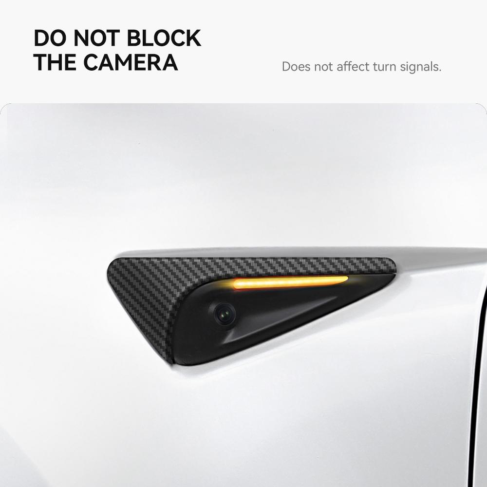 YZ Turn Signal Camera Trim Cover forTesla Model3Y 2025 2025 Accessories Side Leaf Board Protector ABS Matte Carbon Fiber Pattern