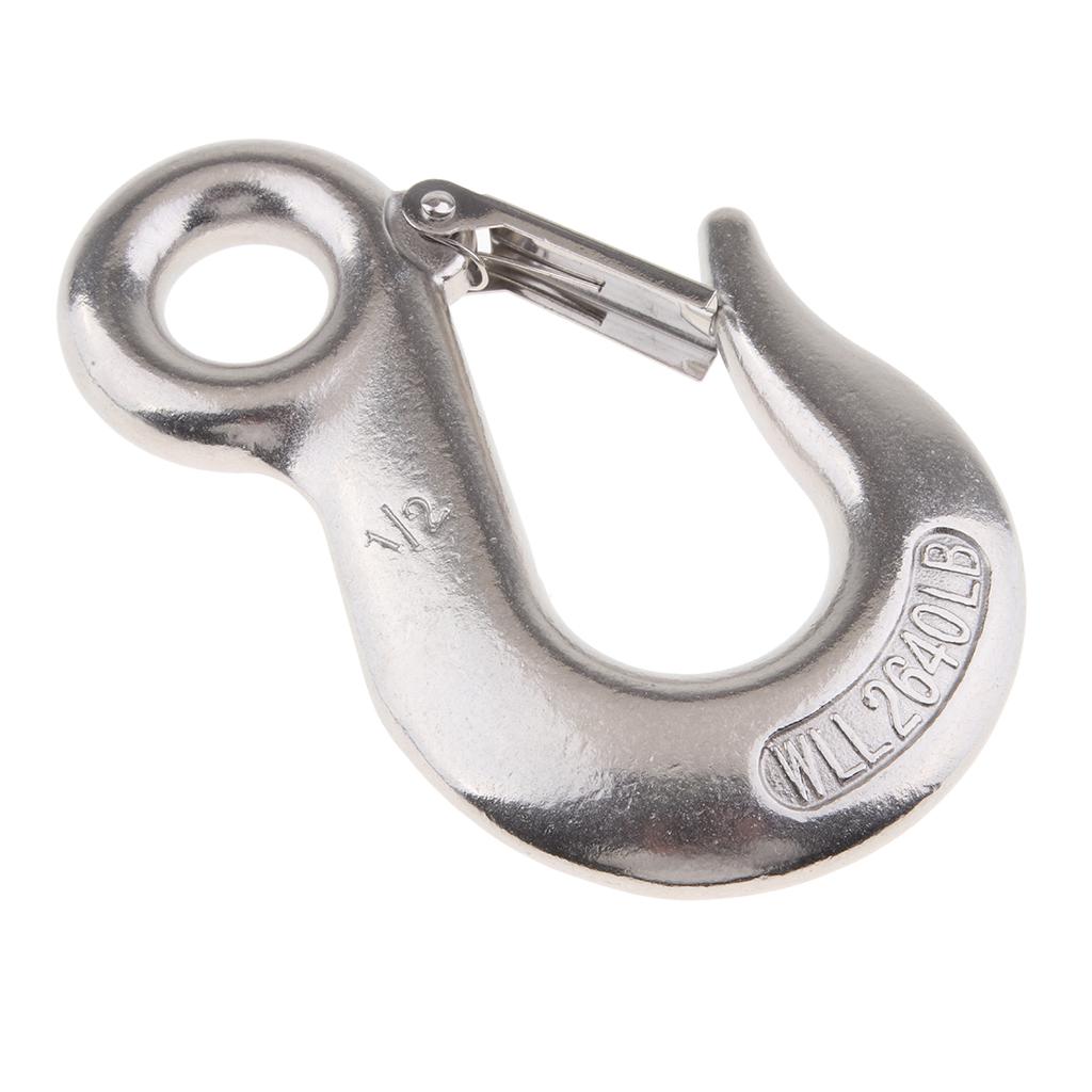 Buy 1/2" Stainless Steel Eye Hook Clevis Safety Latch for Winch Cable