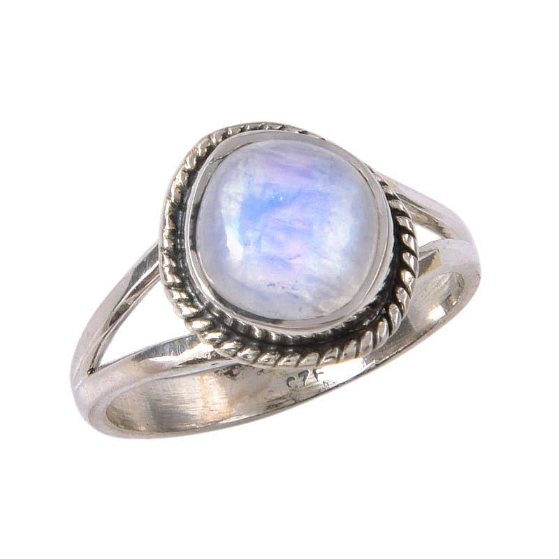 Natural Rainbow Moonstone Gemstone Handmade 925 Sterling Silver Ring Size 7 O0P09