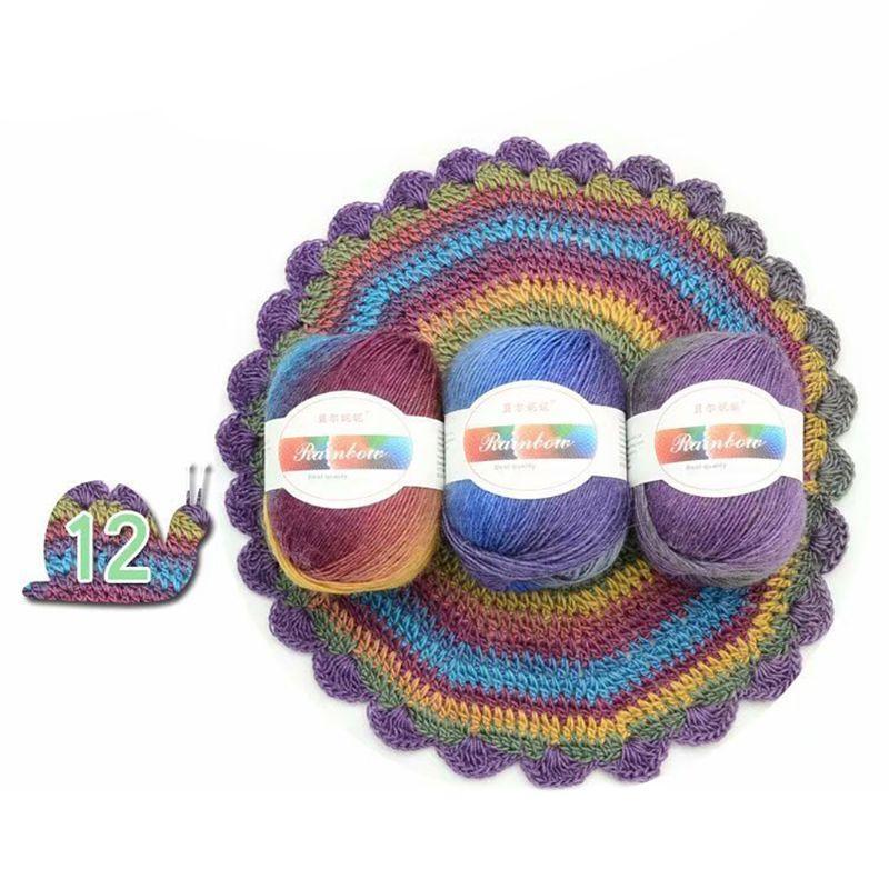 Soft Worsted Yarn Rainbow Gradient Colors DIY Baby Knitting Wool Shawl Scarf Swe top sale