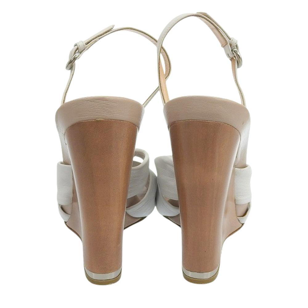 Sergio Rossi Ribbon Design Platform High Heel Ankle Strap Sandals for Women, White, Size 38 Shoes 38 whiteUsed