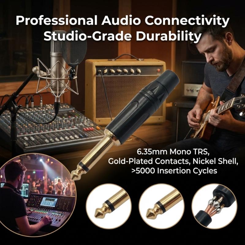 2/4/6Pcs Musical Sound 6.35mm 1/4inch Solder Type Mono Stereo Adapter Connector for Speaker/Guitar/Microphones Cable