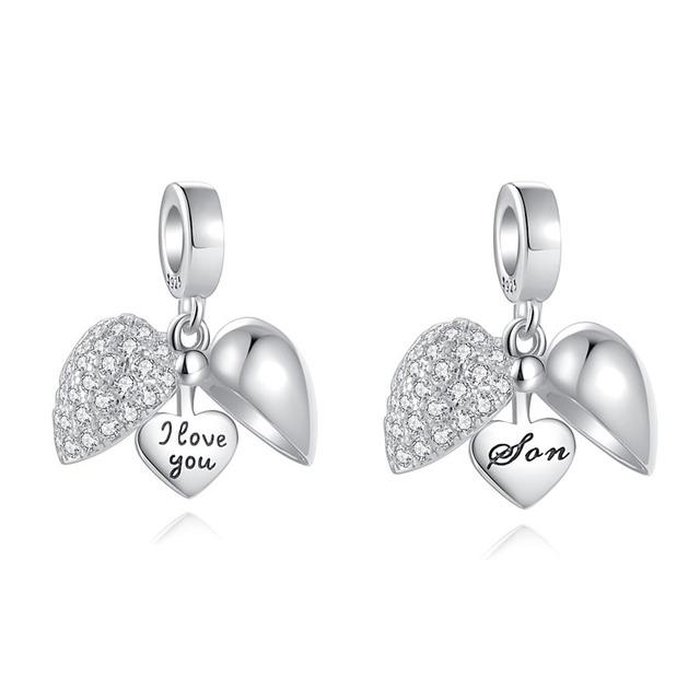 Summer New Open Heart I Love You Nan Dad Diy Bead Fit Original Charms Silver 925 Bracelet Jewelry Women Acessories