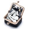 Neue Leder kompakte goldene Tasche Diamantring Schmucktasche Mini Ring Halskette Ohrringe Schmuckschatulle Münzbeutel Wechselgeldtasche