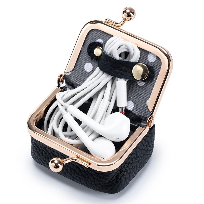 Neue Leder kompakte goldene Tasche Diamantring Schmucktasche Mini Ring Halskette Ohrringe Schmuckschatulle Münzbeutel Wechselgeldtasche