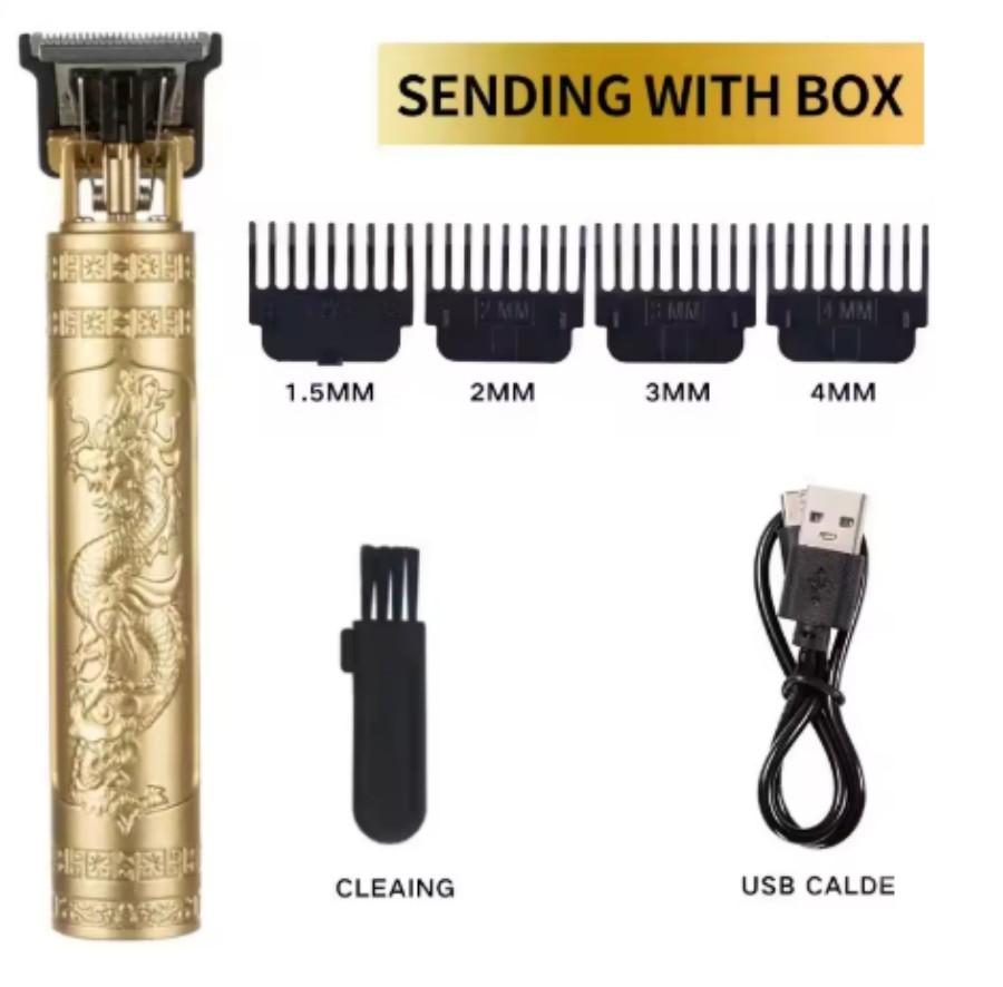 

Beard trimmer set, USB rechargeable cordless electric hair clipper set, sharp blades, with 4 indicator combs. золотой