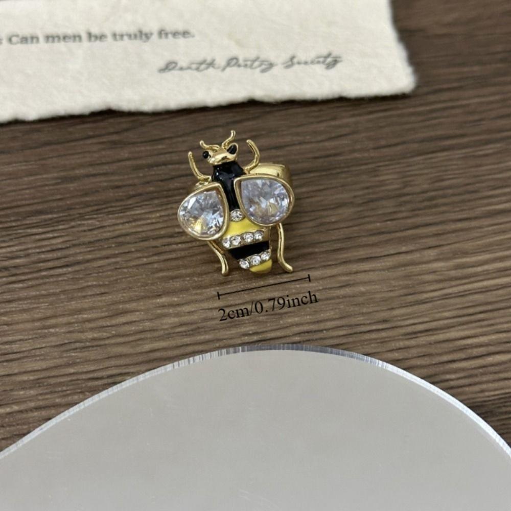 Punk Rhinestone Bee Ring Enamel Design Colorful Bee Ring Trendy Vintage Bee Ring  Casual Wear