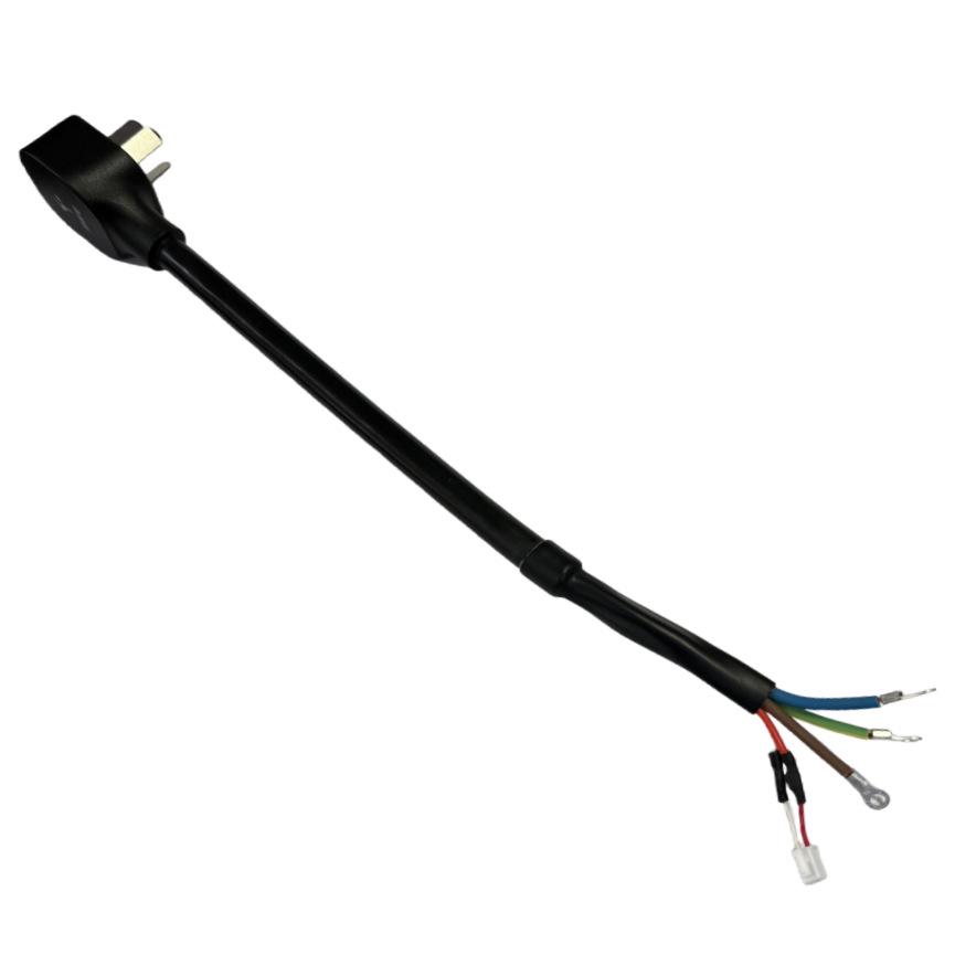 16A Temperature-Controlled Power Cord with Single Plug & TPE Ring Terminal, XH2.54 Connector, 0.3m, Black