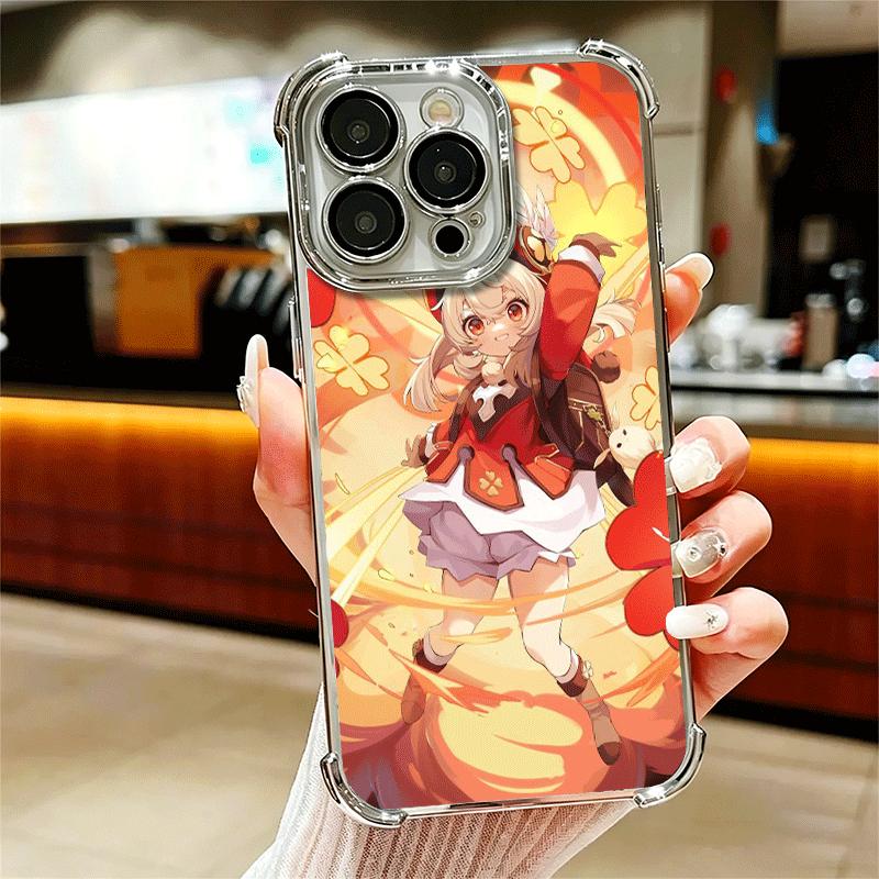 Genshin Impact Klee Plating Phone Case For Iphone 16 17 Pro Max Air 16E 14 15 Plus 12 13 Mini Anti-Fall Airabag Cover