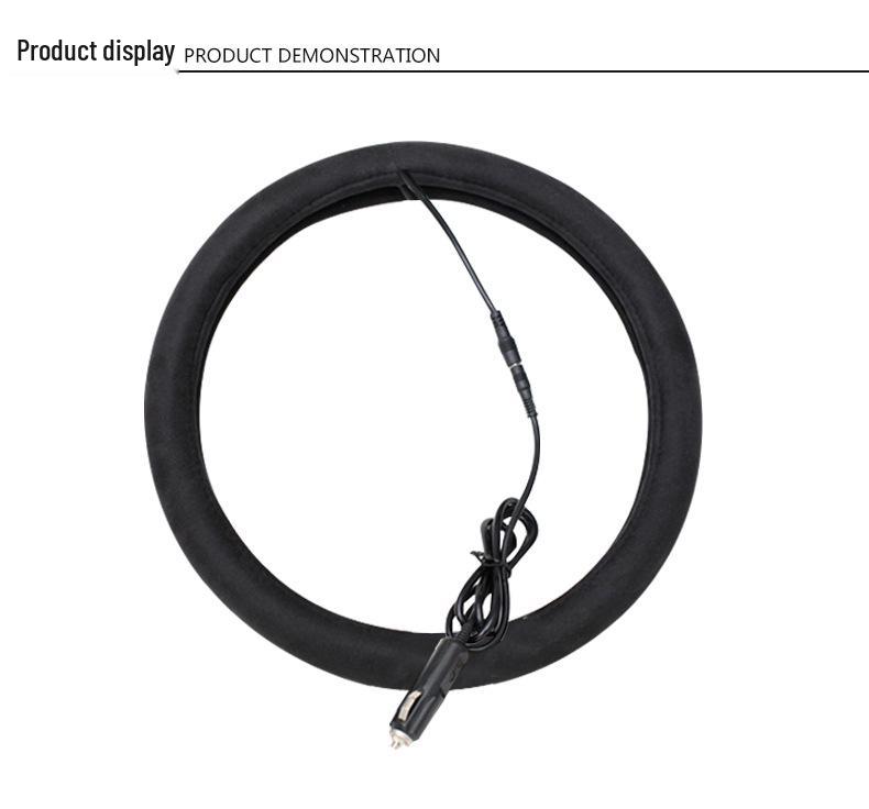 Risheng Soft Suede Moisture-Absorbing Breathable Steering Wheel Cover with Universal Electric Heating for All Seasons