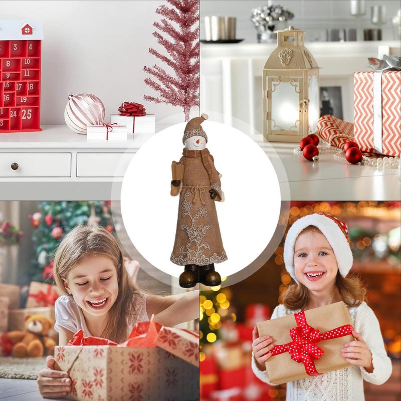 Christmas Statue Resin Christmas Statue Table Ornaments 32cm Classic Handmade Imitation Linen Sculpture Realistic Santa Claus