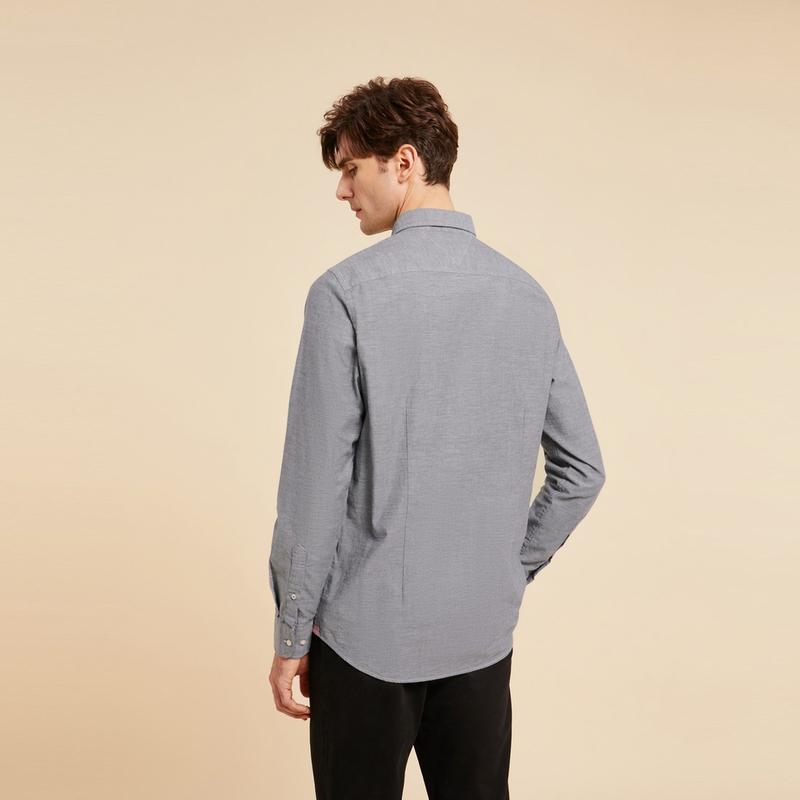 Tommy Hilfiger Simple Solid Color Stretch Slim Fit Shirt With Pointed Collar Men shirts Blue Gray XM0XM02724