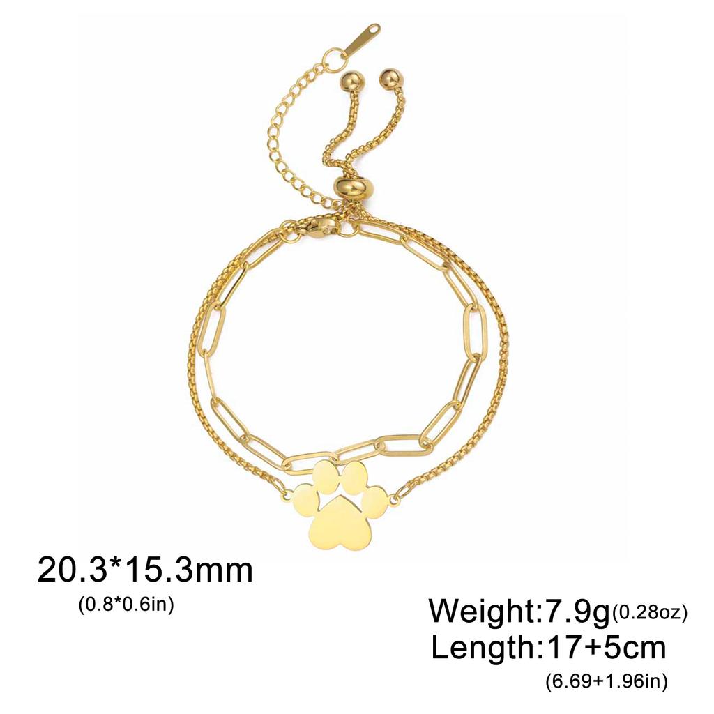 Cazador Stainless Steel Cute Dog Cat Paw Foot Print Charm Bracelets for Women Gold Color Wax Rope Bracelet Gift 2026