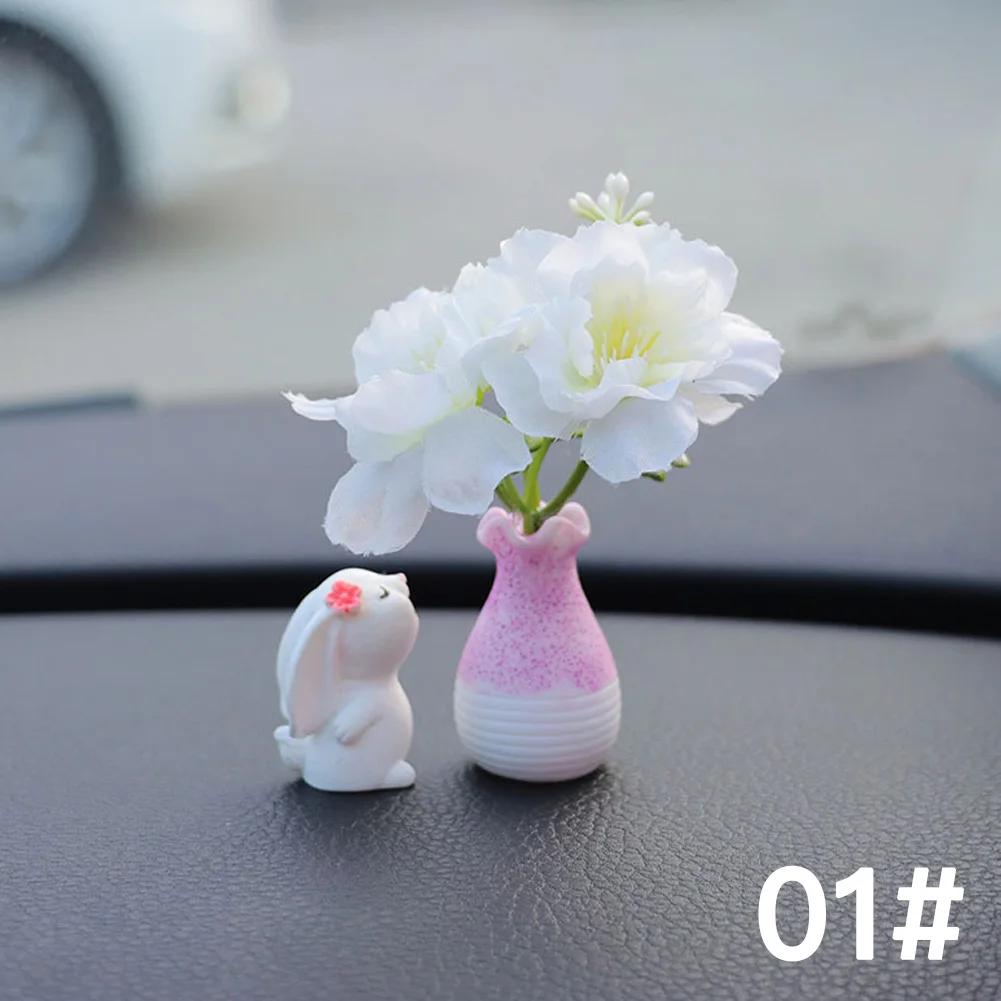

Mini Flowers Car Dashboard Decorations Accessories for Rear View Mirror Hydrangea Flower Vases Car Interior Ornaments for Women