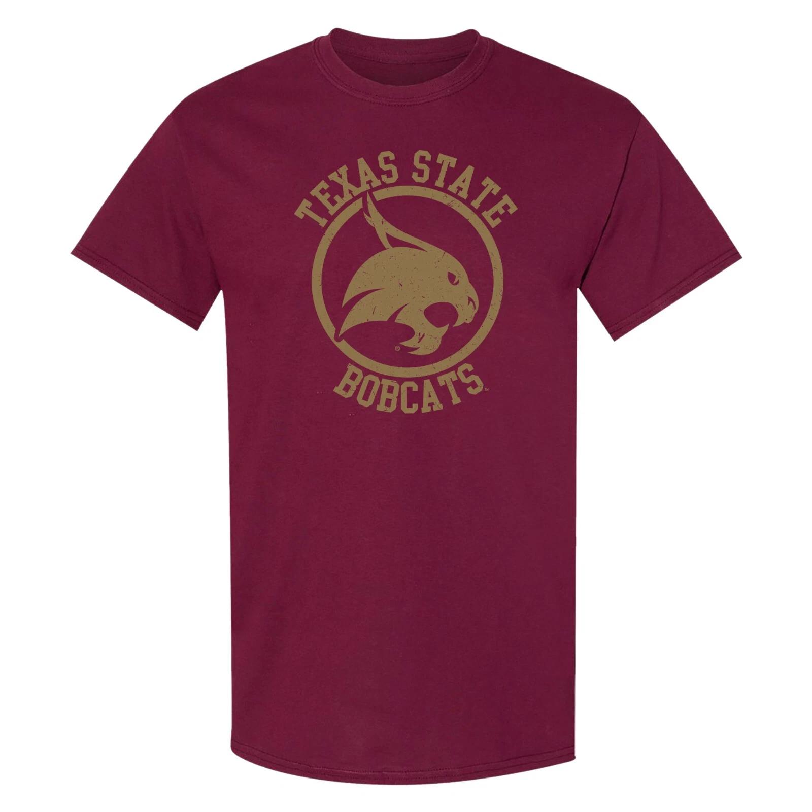 Texas State Bobcats Distressed Circle Logo T-Shirt - Maroon M