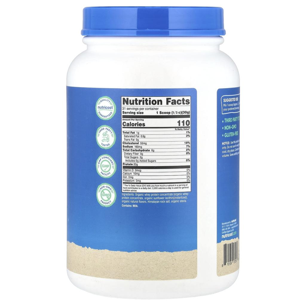 Nutricost Organic Whey Protein, French Vanilla, 2 Lb (907 G)