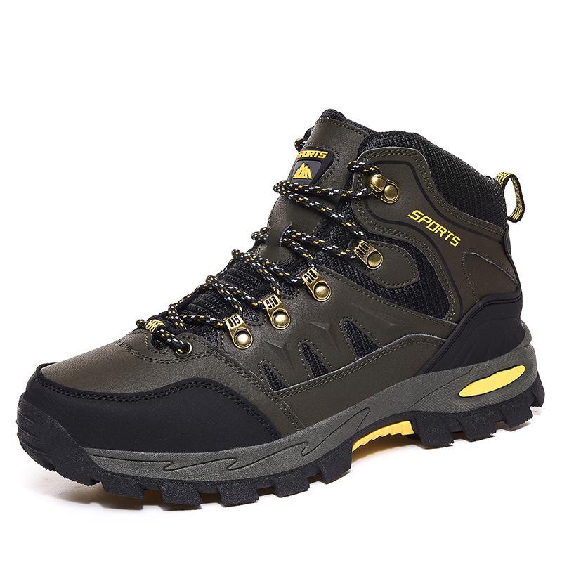 Autumn and winter new outdoor men's shoes high-top hiking shoes men's non-slip and wear-resistant couple's off-road hiking large-size shoes