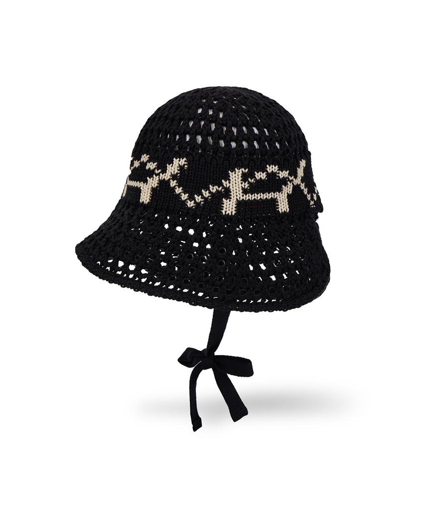 Bajal Va Digital Logo Punching Bonnet Hat Black