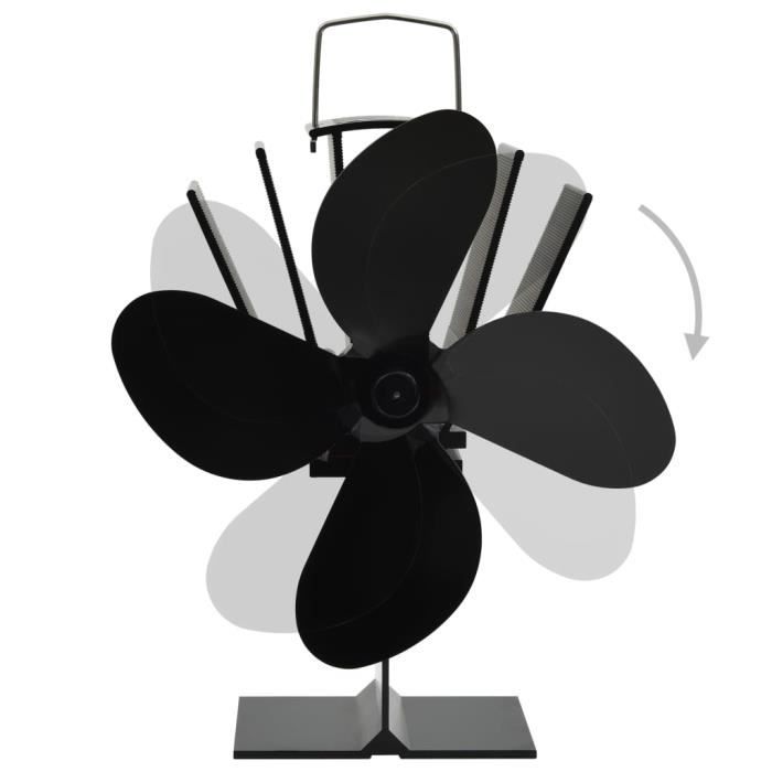 VidaXL Heat-Powered Stove Fan 4 Blades Black 51241