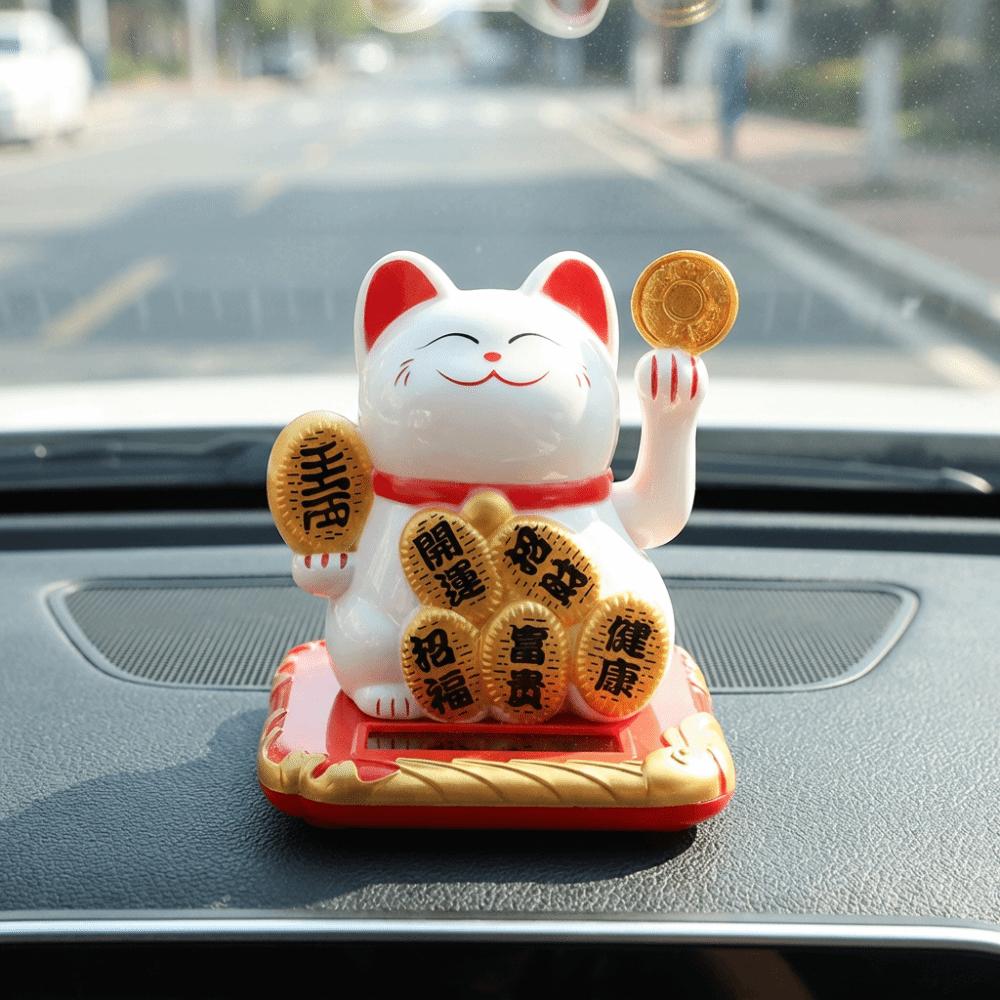 Waving Wealth Fortune Cat Figurine Mini Waving Hand Cat Ornaments Car Ornament Car Decor