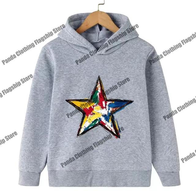 Pink Star Print Children's Hoodie for Boys and Girls - Long-Sleeved and Warm