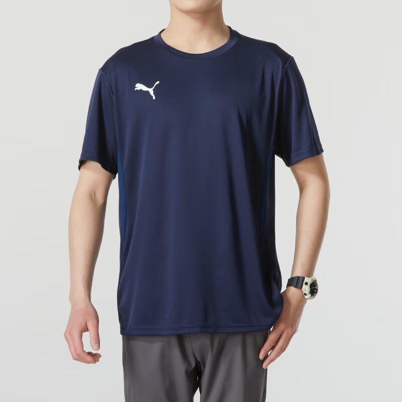 Puma Solid Color Casual Comfortable Breathable Sports Training Outdoor Fashion Crew Neck Short Sleeve T-Shirt Men Tops Navy-Blue 658636-06